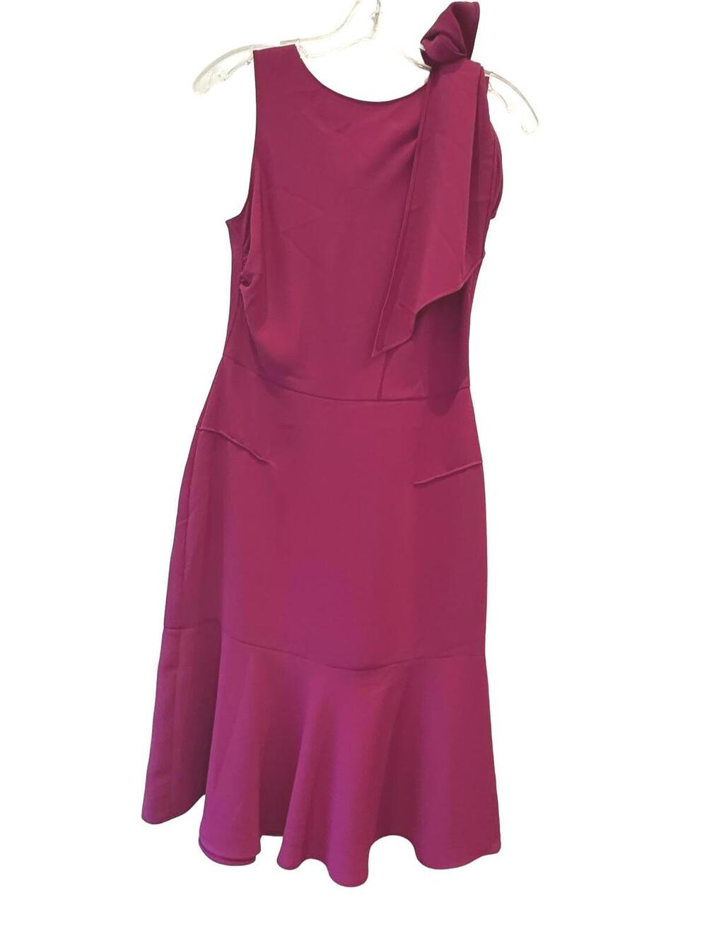 Magenta Flared Dress with Bow Detail Size 4